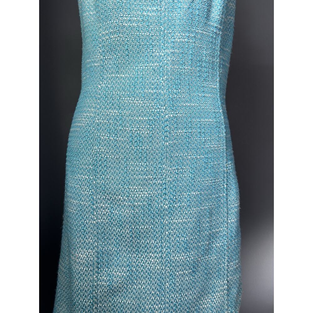 Talbots Sleeveless Dress Teal Tweed Summer Spring Coastal Preppy Classic 12P - Picture 3 of 13
